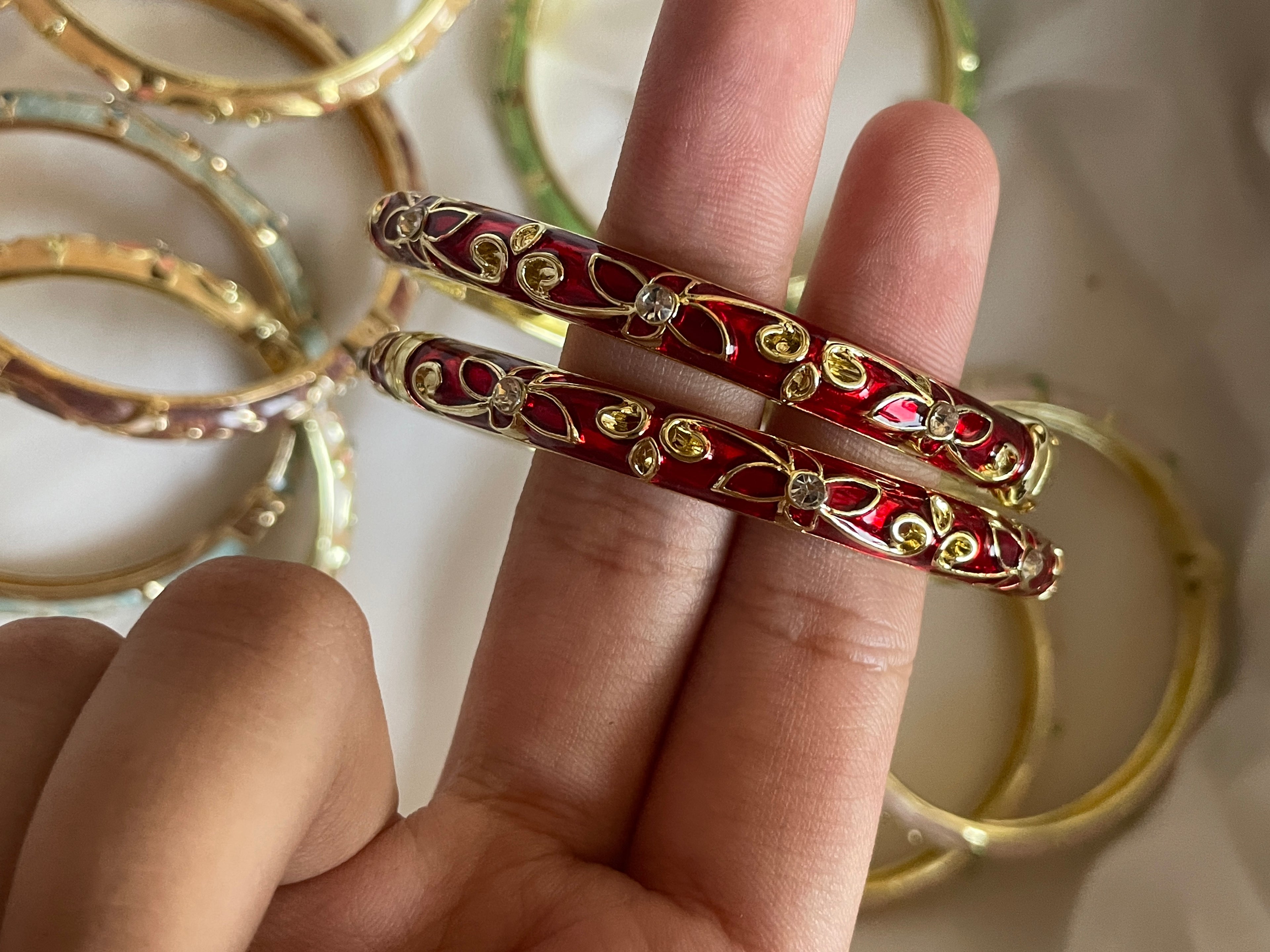 Petal enamel bangles