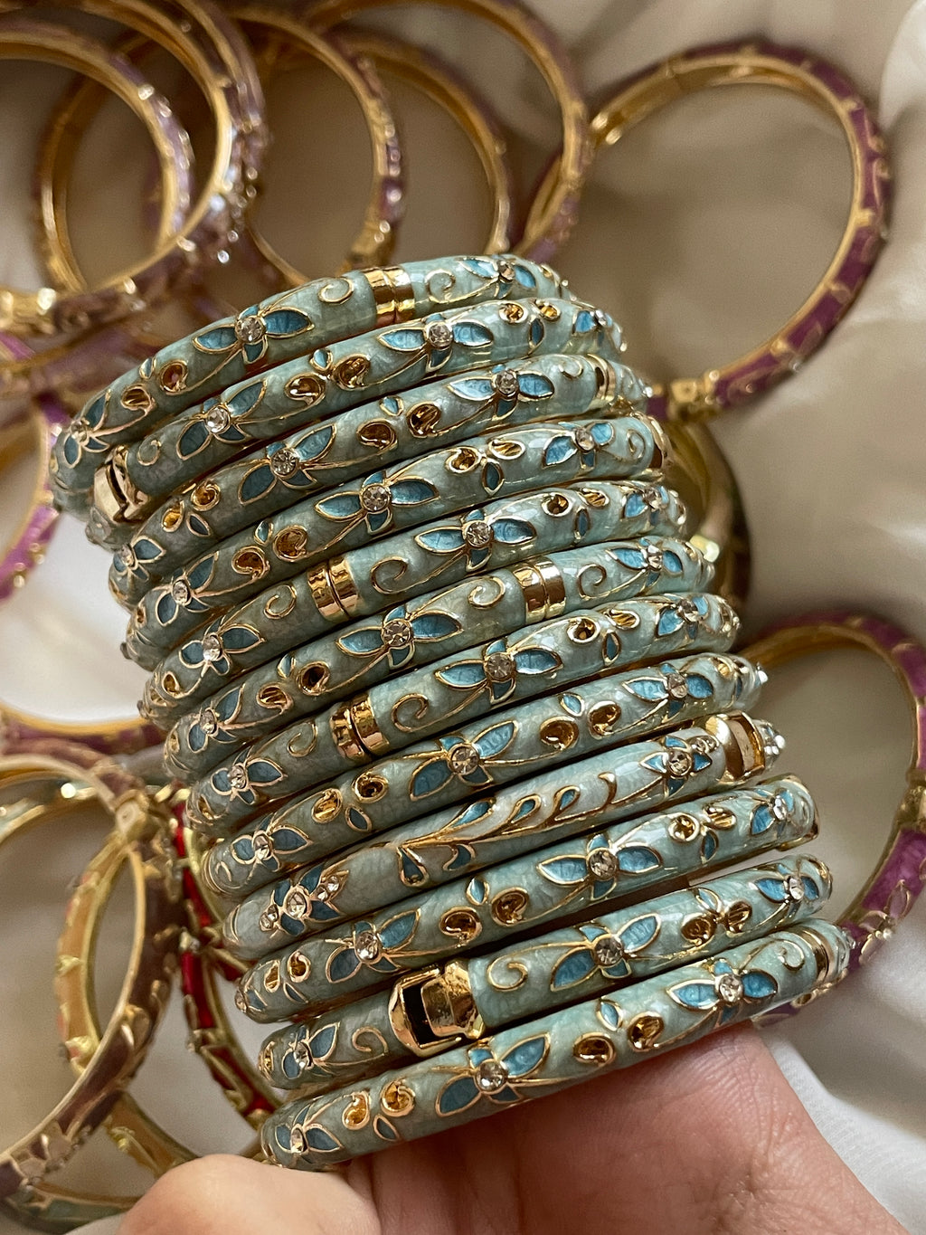 Petal enamel bangles