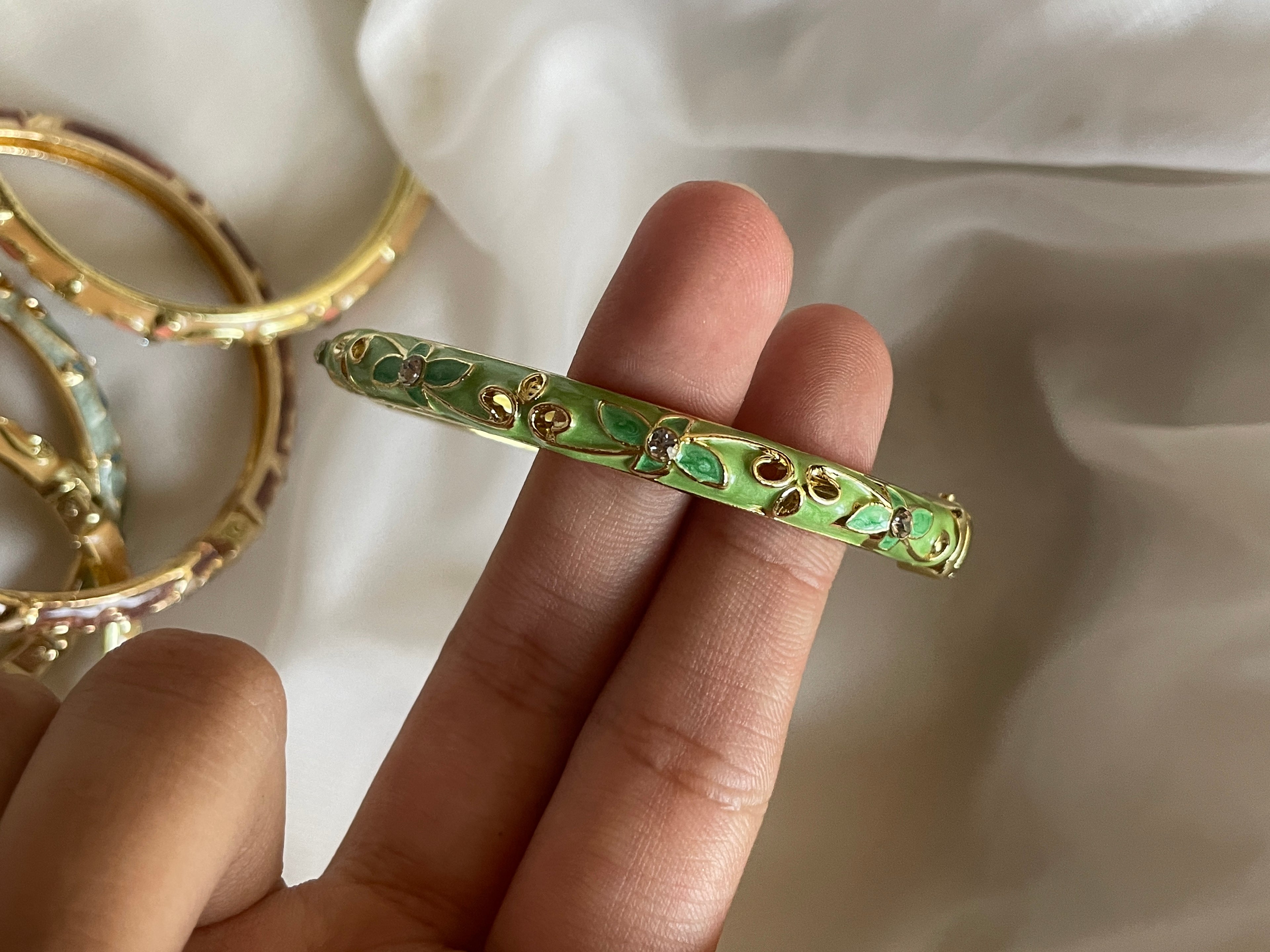 Petal enamel bangles