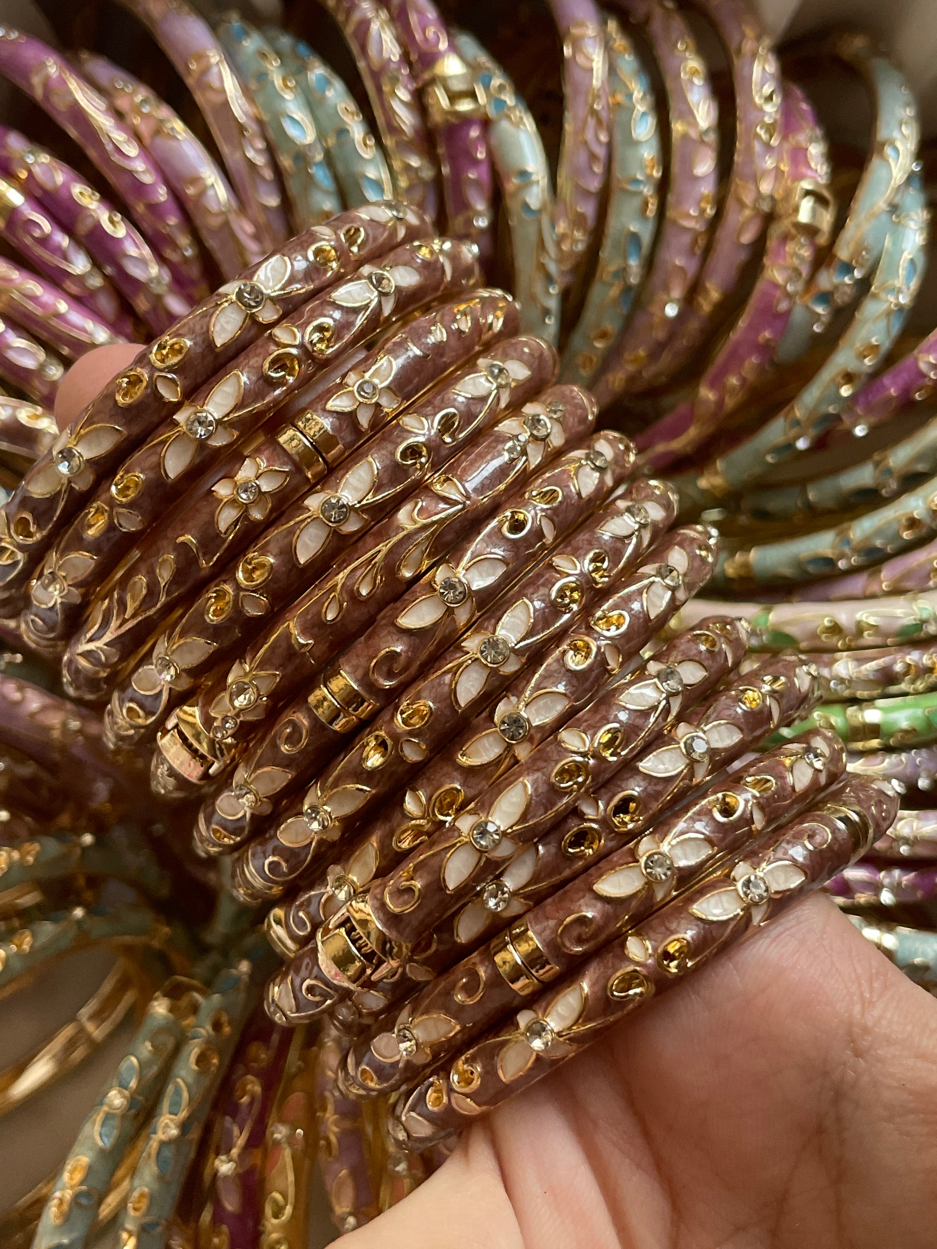 Petal enamel bangles