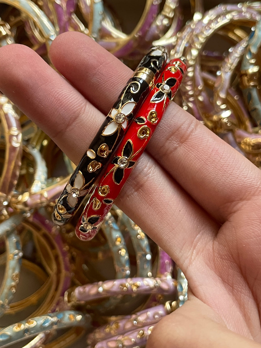 Petal enamel bangles
