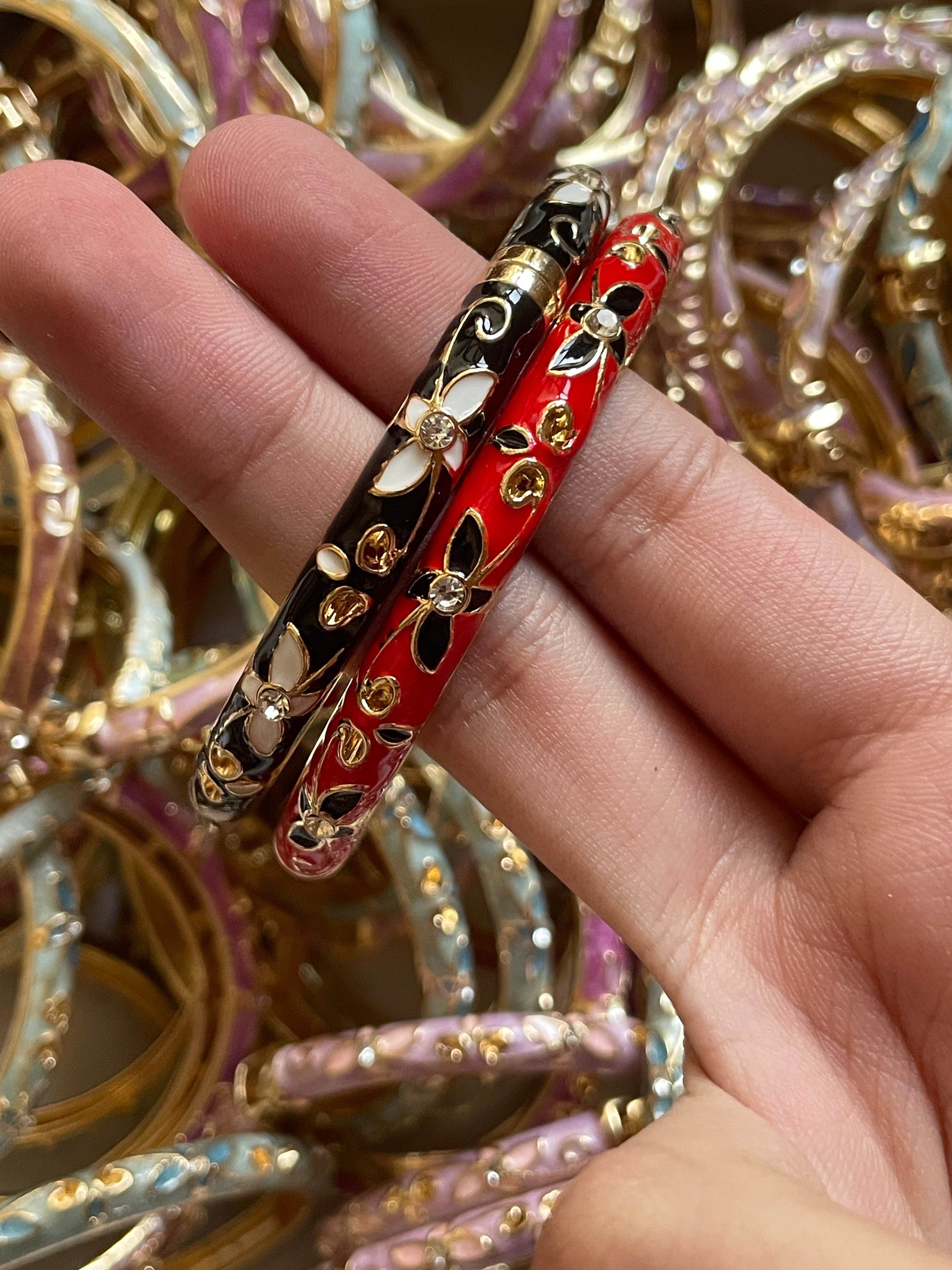 Petal enamel bangles