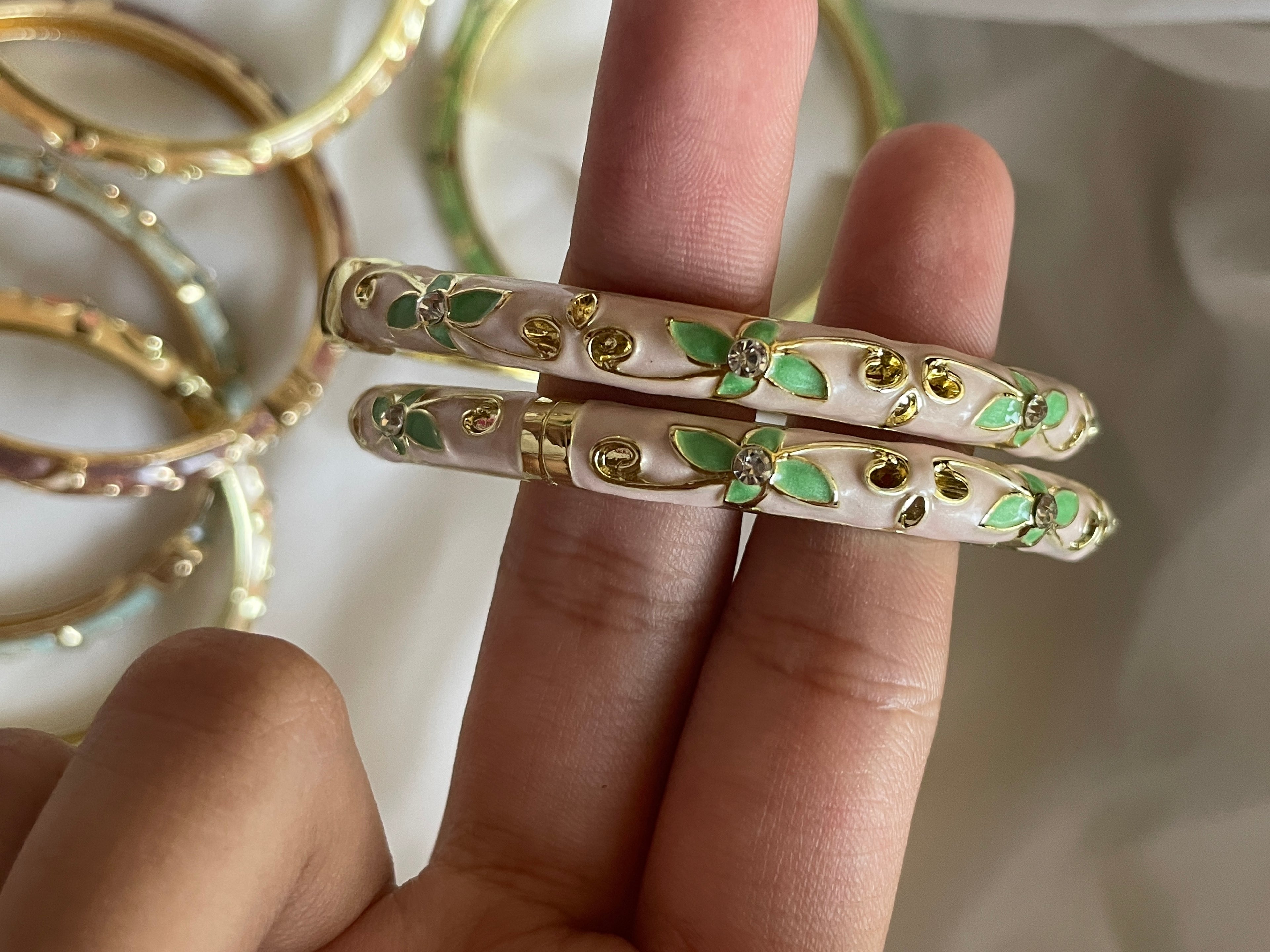 Petal enamel bangles